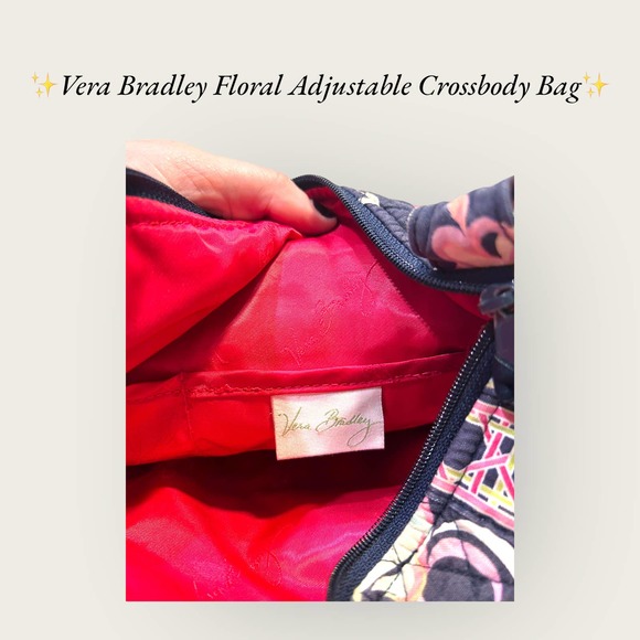 ✨Vera Bradley Adjustable Floral Crossbody Bag in Navy Blue✨ - Picture 7 of 9